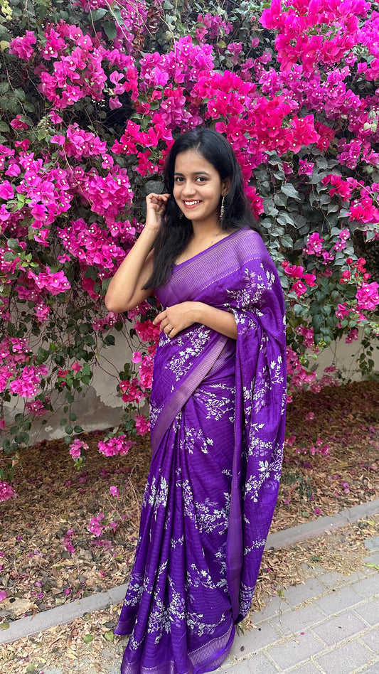 Purple Semi Dola Saree