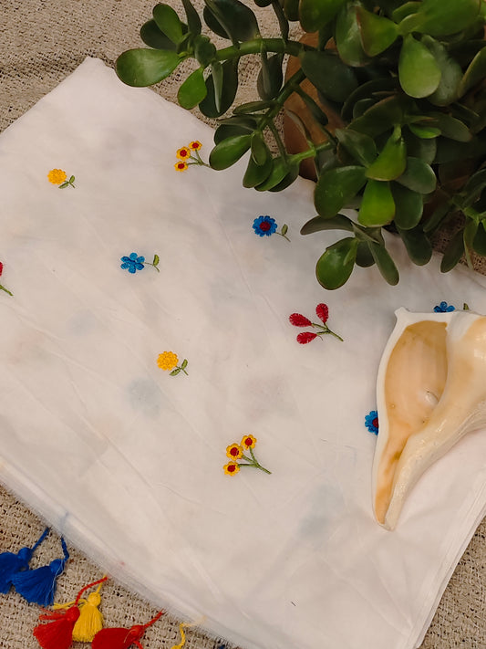 White Mul Cotton Saree